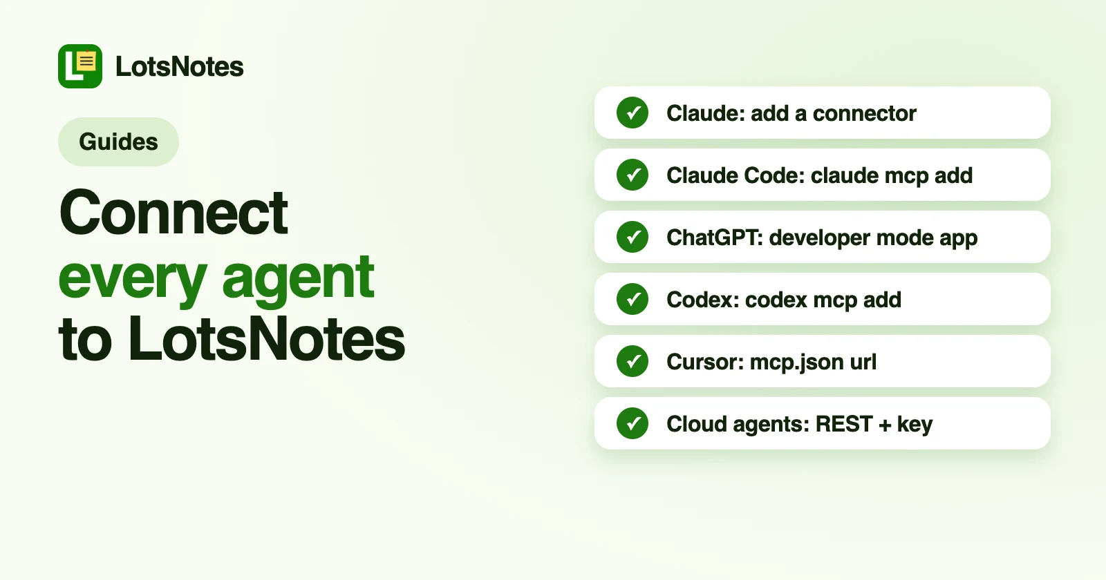 How to Connect Claude, ChatGPT, Codex and Cursor to LotsNotes